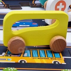 Деревянный раздвижной автомобиль Tooky Toy, желтый цена и информация | Игрушки для малышей | 220.lv