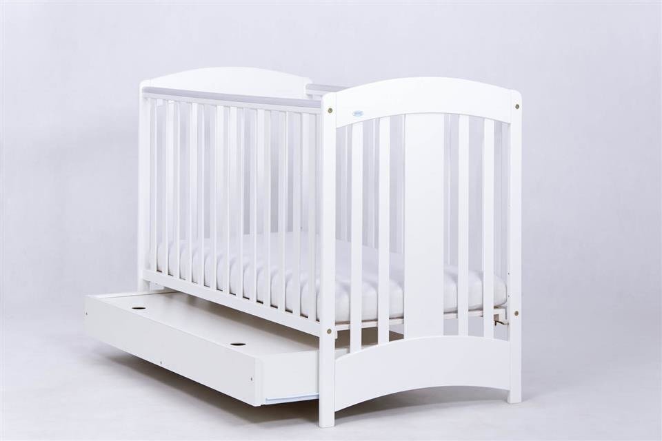 Bērnu gultiņa ar atvilktni 124x66x93 cm, balta цена и информация | Zīdaiņu gultas | 220.lv