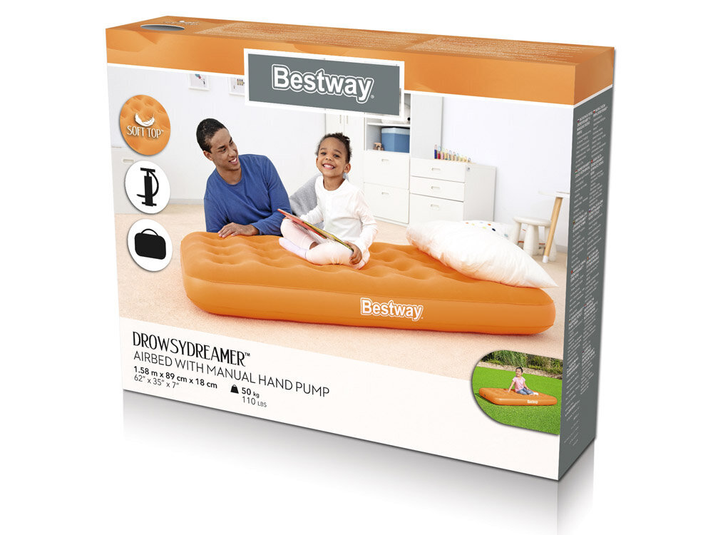 Bērnu piepūšamais matracis Bestway Drowsy Dreamer, oranžs, 158x89 cena un informācija | Citas tūrisma preces | 220.lv