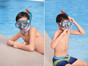 Детский набор для подводного плавания с ластами - Bestway, синий цена и информация | Наборы для подводного плавания | 220.lv