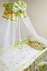 Sešdaļīgs gultas veļas komplekts - pūces 120x90x360, zaļš cena un informācija | Bērnu gultas veļa | 220.lv