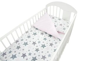 Sešdaļīgs gultas veļas komplekts - zvaigznītes 120x90x360, rozā cena un informācija | Bērnu gultas veļa | 220.lv