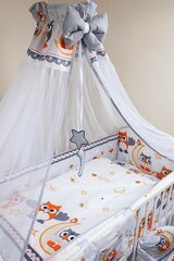 Sešdaļīgs gultas veļas komplekts - pūces 120x90x360, pelēks cena un informācija | Bērnu gultas veļa | 220.lv