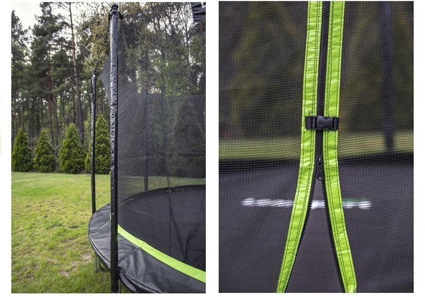 Batuts ar tīklu Lean Sport Pro, 366 cm, melns ar zaļu cena un informācija | Batuti | 220.lv