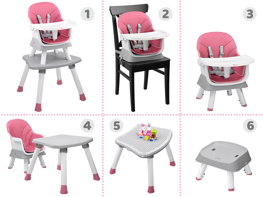 Barošanas krēsls 6in1, rozā цена и информация | Barošanas krēsli | 220.lv