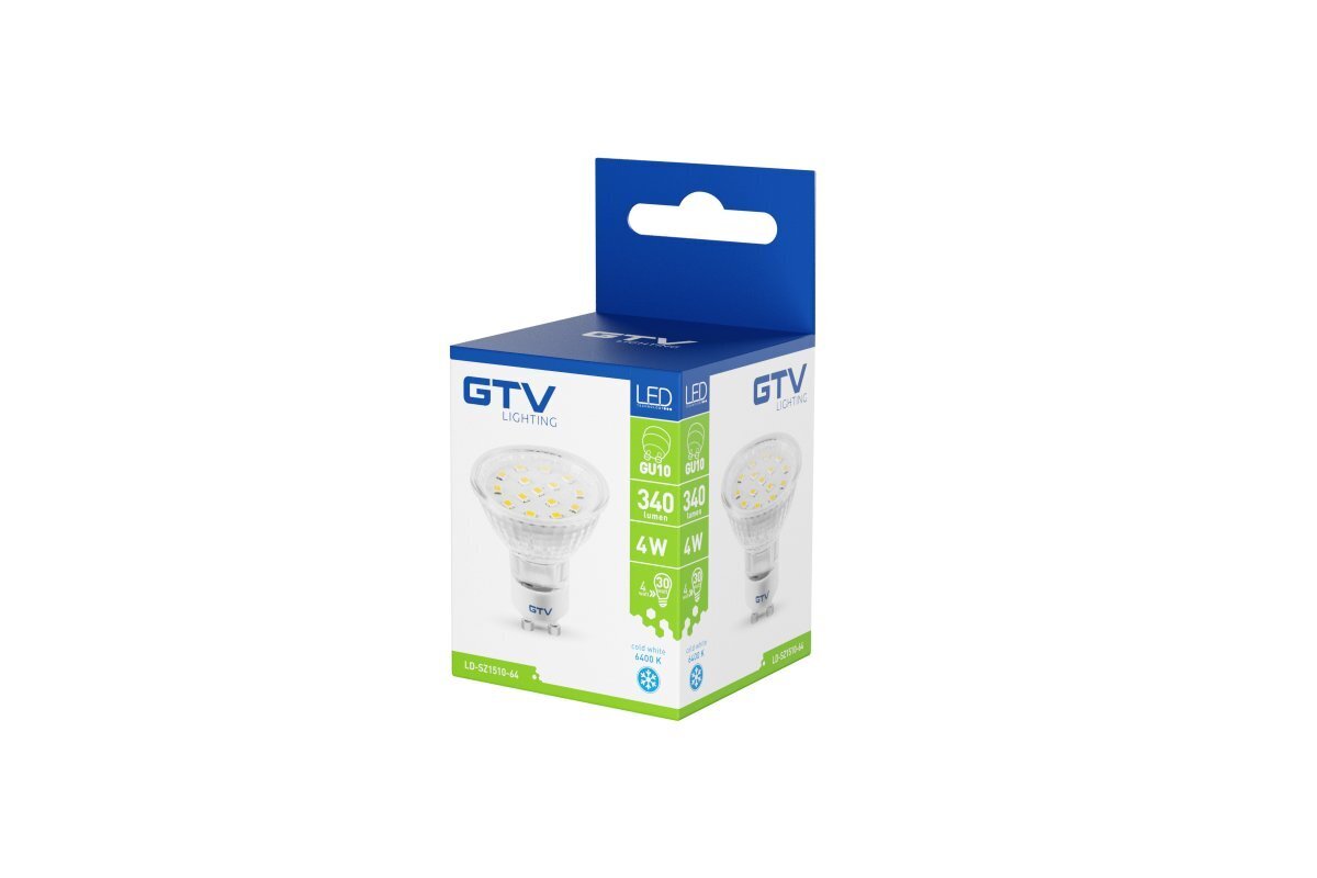 GTV GU10 LED spuldze 4 W, 230 V, 4000 K, 330 lm, 120 ° cena un informācija | Spuldzes | 220.lv