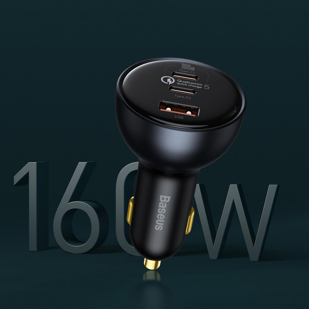 Baseus fast USB / USB car charger Type C 160W PPS Quick Charge 5 PD gray (TZCCZM-0G) cena un informācija | Lādētāji un adapteri | 220.lv