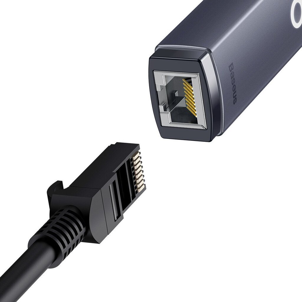Baseus Lite Series USB Type C adapter - RJ45 LAN socket 1000Mbps black (WKQX000313) цена и информация | Adapteri un USB centrmezgli | 220.lv