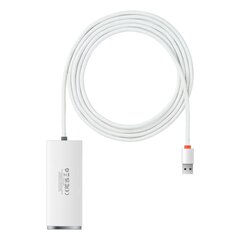 Baseus Lite Series HUB USB adapter - 4x USB 3.0 2m white (WKQX030202) cena un informācija | Baseus Datortehnika | 220.lv