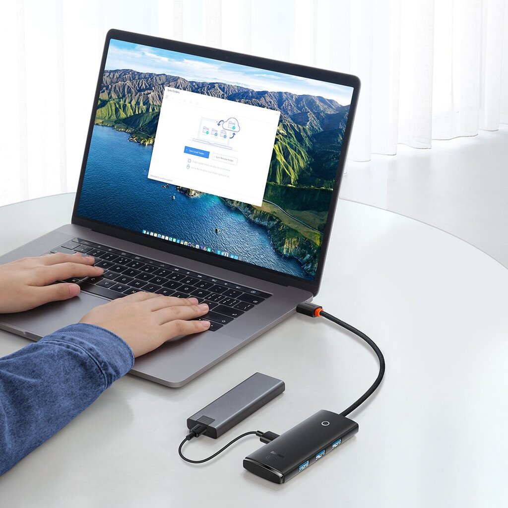 Baseus Lite Series HUB USB Type C adapter - 4x USB 3.0 25cm black (WKQX030301) cena un informācija | Adapteri un USB centrmezgli | 220.lv