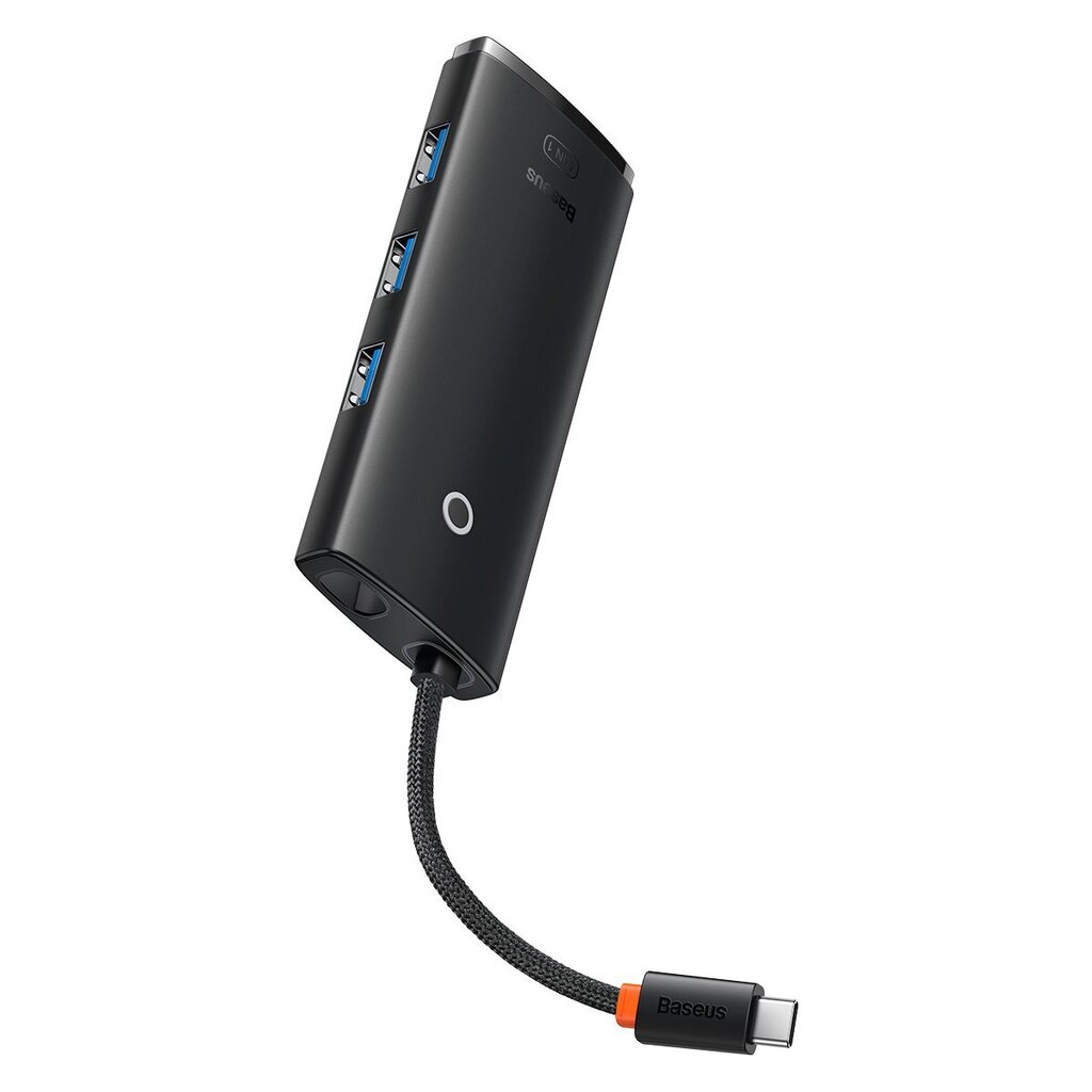 Baseus Lite Series adapter HUB USB Type C - HDMI / 4x USB 3.0 20cm black (WKQX040001) cena un informācija | Adapteri un USB centrmezgli | 220.lv