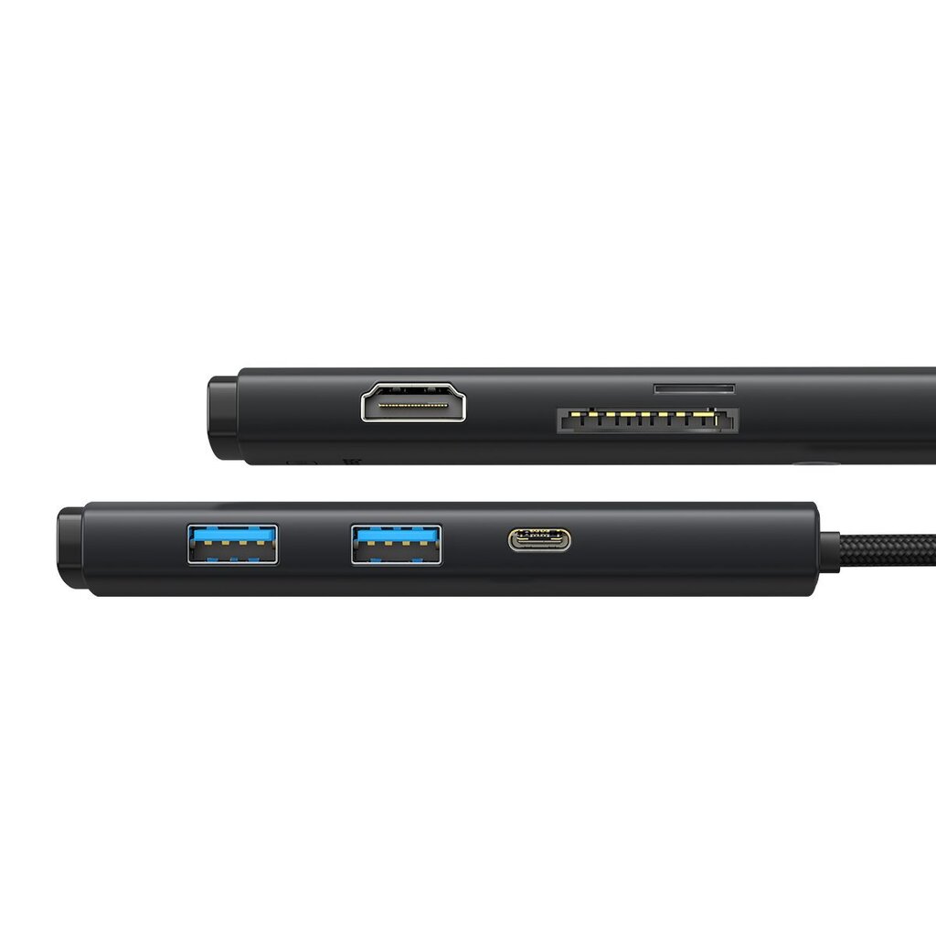 Baseus Lite Series multifunctional HUB USB Type C - 2 x USB 3.0 / USB Type C PD / HDMI 1,4 / SD / TF black (WKQX050101) cena un informācija | Adapteri un USB centrmezgli | 220.lv