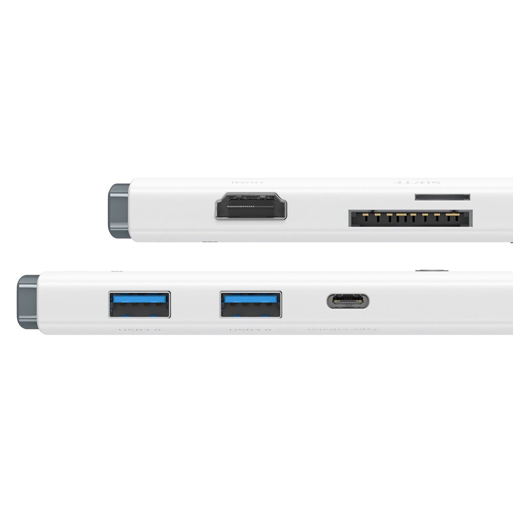 Baseus Lite Series multifunctional HUB USB Type C - 2 x USB 3.0 / USB Type C PD / HDMI 1,4 / SD / TF white (WKQX050102) цена и информация | Adapteri un USB centrmezgli | 220.lv