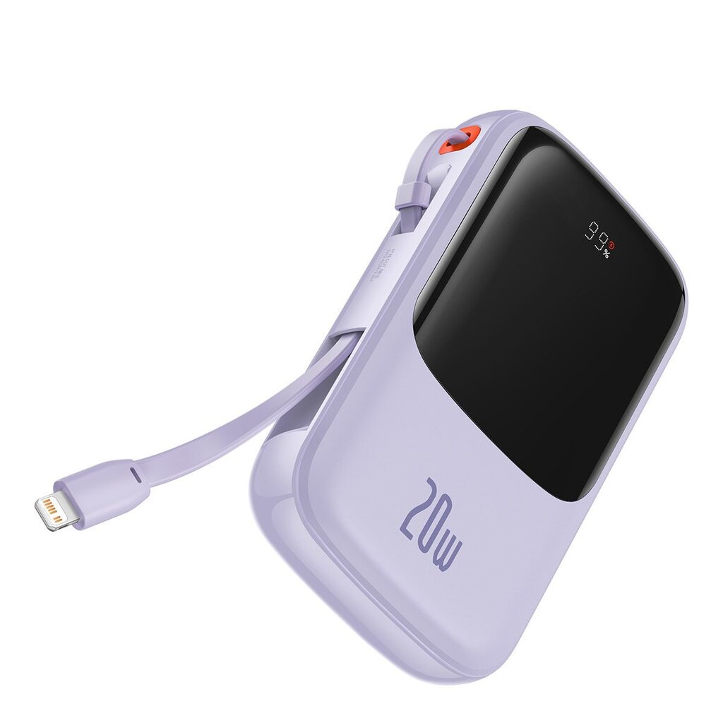 Baseus Qpow power bank 10000mAh built-in Lightning 20W Quick Charge cable SCP AFC FCP purple (PPQD020005) cena un informācija | Lādētāji-akumulatori (Power bank) | 220.lv