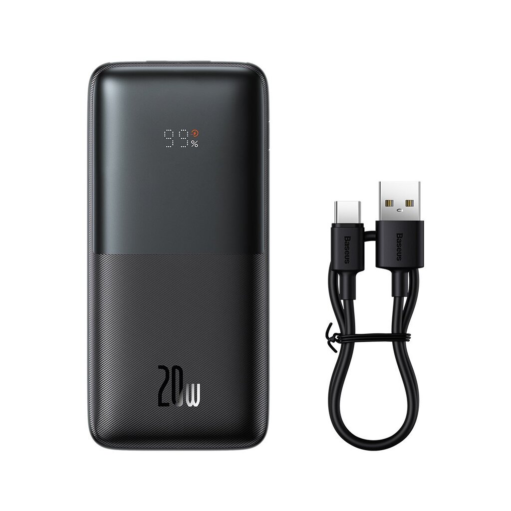 Baseus Bipow Pro powerbank 10000mAh 20W + USB 3A 0.3m cable black (PPBD040101) cena un informācija | Lādētāji-akumulatori (Power bank) | 220.lv