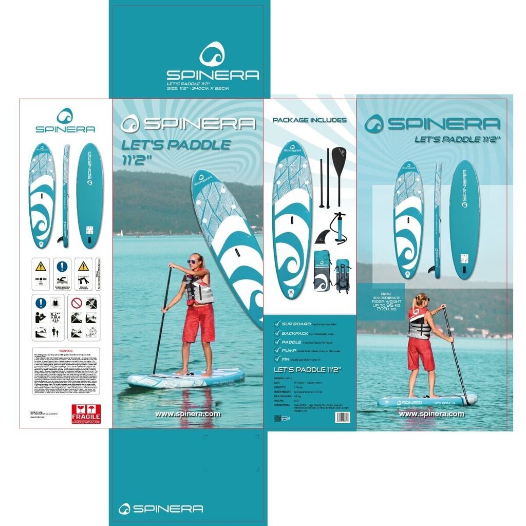 Piepūšams SUP dēlis Spinera Lets Paddle 11.2 (340cm) cena un informācija | SUP dēļi, sērfa dēļi un piederumi | 220.lv