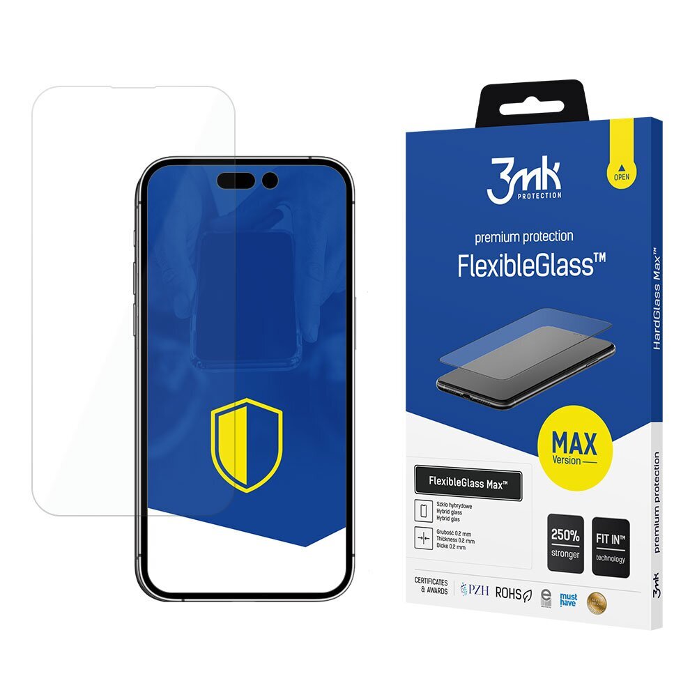 Apple iPhone 14 Pro Max - 3mk FlexibleGlass Max™ aizsargstikls cena un informācija | Ekrāna aizsargstikli | 220.lv