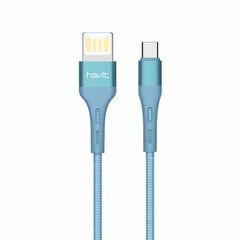 HAVIT cable H6113 USB - USB-C 1,2m 2,1A blue cena un informācija | Savienotājkabeļi | 220.lv