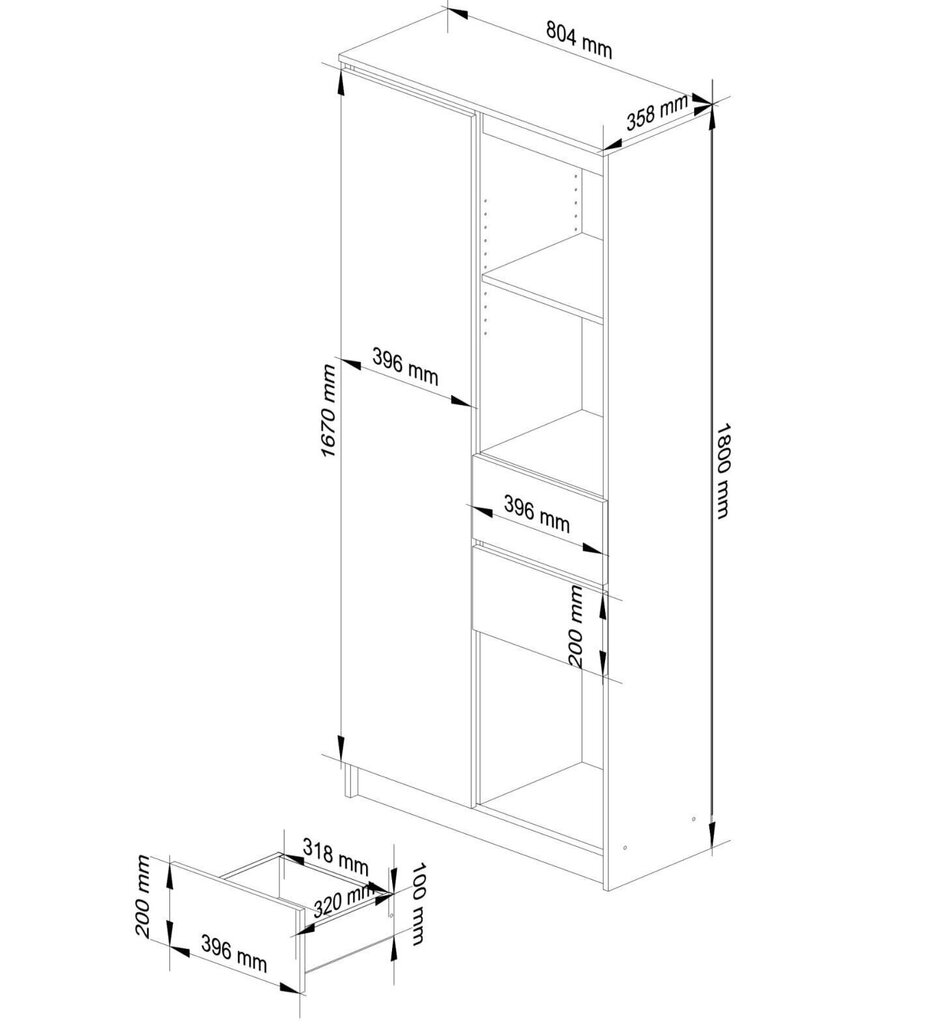 Plaukts NORE CLP R15, balts/pelēks цена и информация | Plaukti | 220.lv