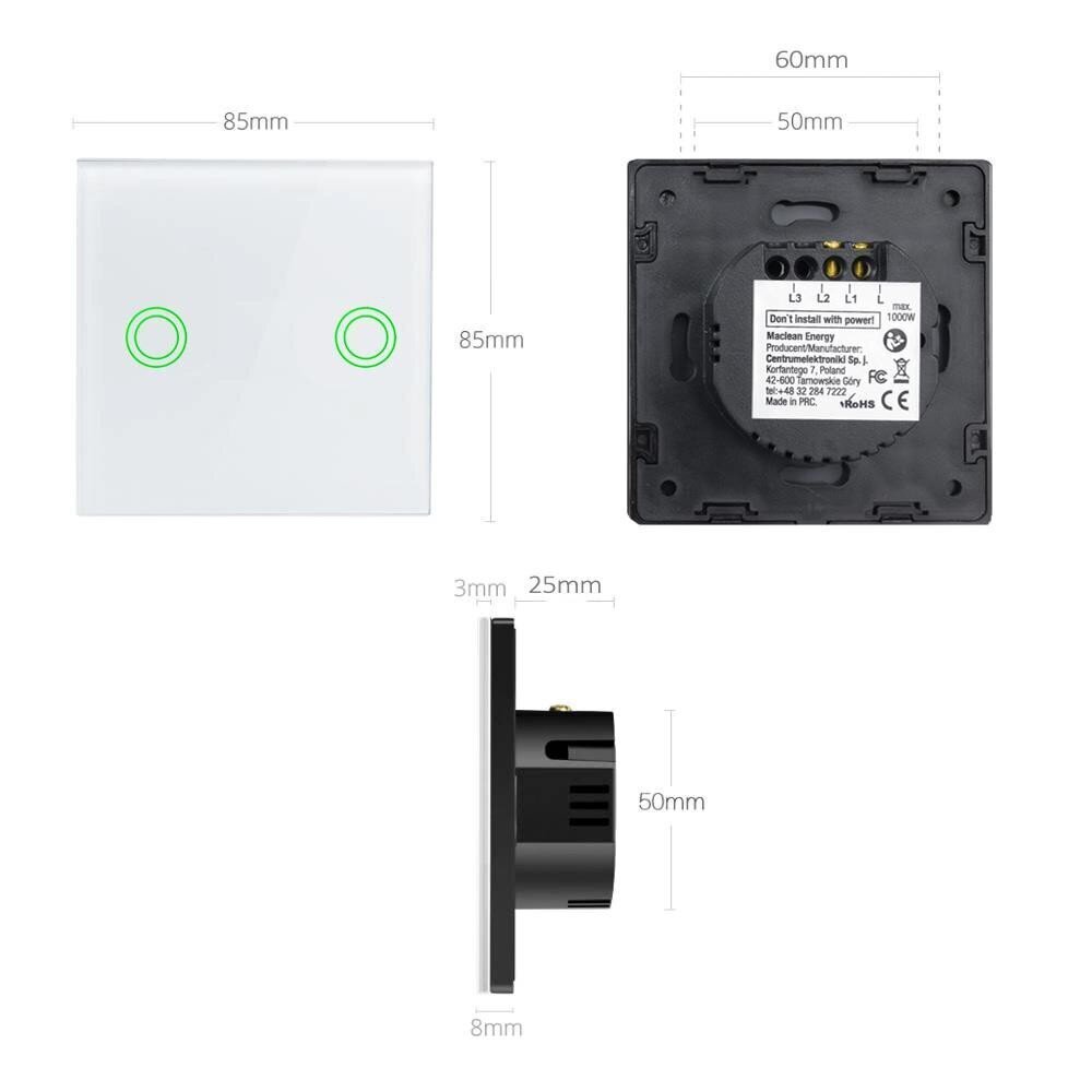 Maclean Touch Light Switch rozetė cena un informācija | Elektrības slēdži, rozetes | 220.lv