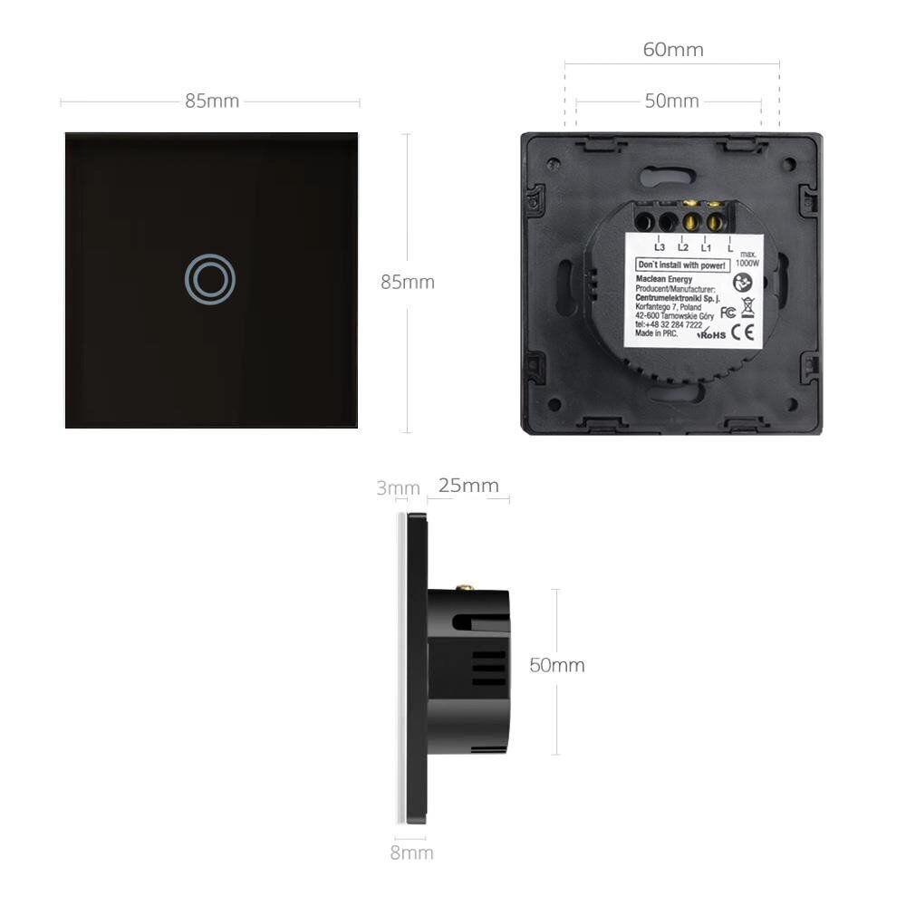 Maclean Touch Light Switch slēdzis цена и информация | Elektrības slēdži, rozetes | 220.lv