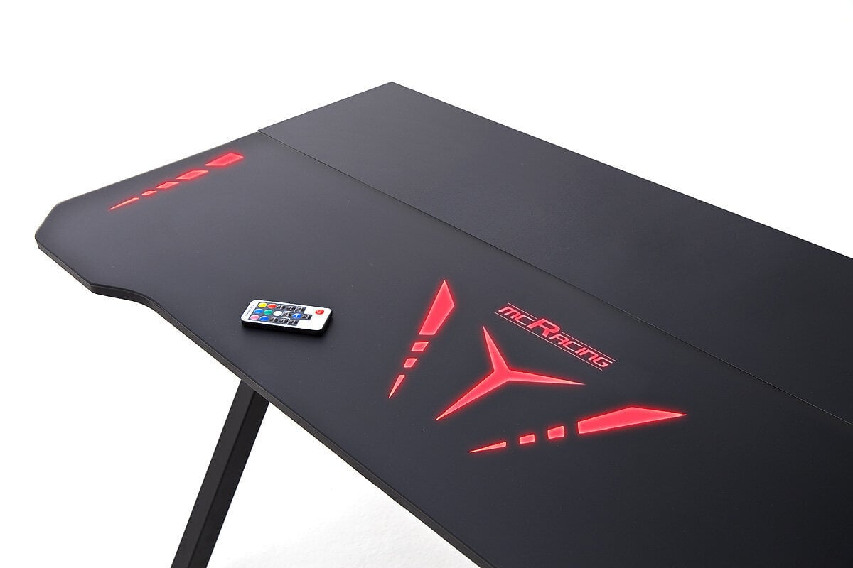Spēļu galds MC Akcent MC Racing Basic 4, melns ar LED apgaismojumu цена и информация | Datorgaldi, rakstāmgaldi, biroja galdi | 220.lv