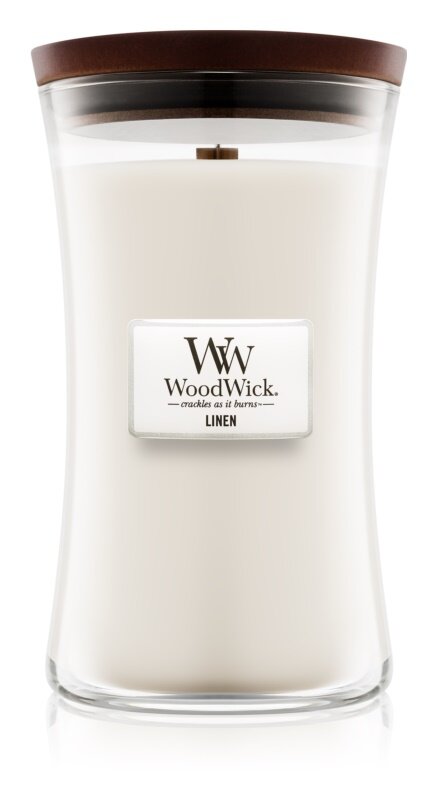 Aromātiskā svece WoodWick Linen, 609,5 g цена и информация | Sveces un svečturi | 220.lv