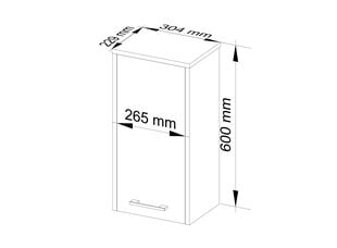 Верхний шкаф для ванной комнаты NORE Fin W30, серый цвет цена и информация | Шкафчики для ванной | 220.lv