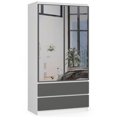 Шкаф NORE S90 с зеркалом, серый цвет цена и информация | Шкафы | 220.lv