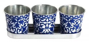 flowerpots 29,6 x 10,1 cm zinc blue 3 pieces - цена и информация | Вазоны | 220.lv