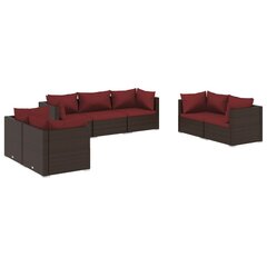 Комплект уличной мебели с подушками, 7 частей, коричневый цена и информация | Комплекты уличной мебели | 220.lv