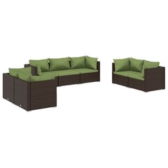Комплект уличной мебели с подушками, 7 частей, коричневый цена и информация | Комплекты уличной мебели | 220.lv