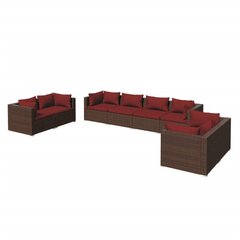 Комплект мебели с подушками, 8 частей, коричневый цена и информация | Комплекты уличной мебели | 220.lv
