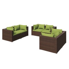 Садовый набор с подушками, 6 частей, коричневый цена и информация | Комплекты уличной мебели | 220.lv
