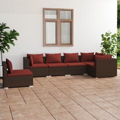 Садовый набор с подушками, 6 частей, коричневый цена и информация | Комплекты уличной мебели | 220.lv