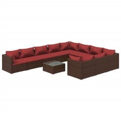 Комплект мебели с подушками, 11 частей, коричневый цена и информация | Комплекты уличной мебели | 220.lv