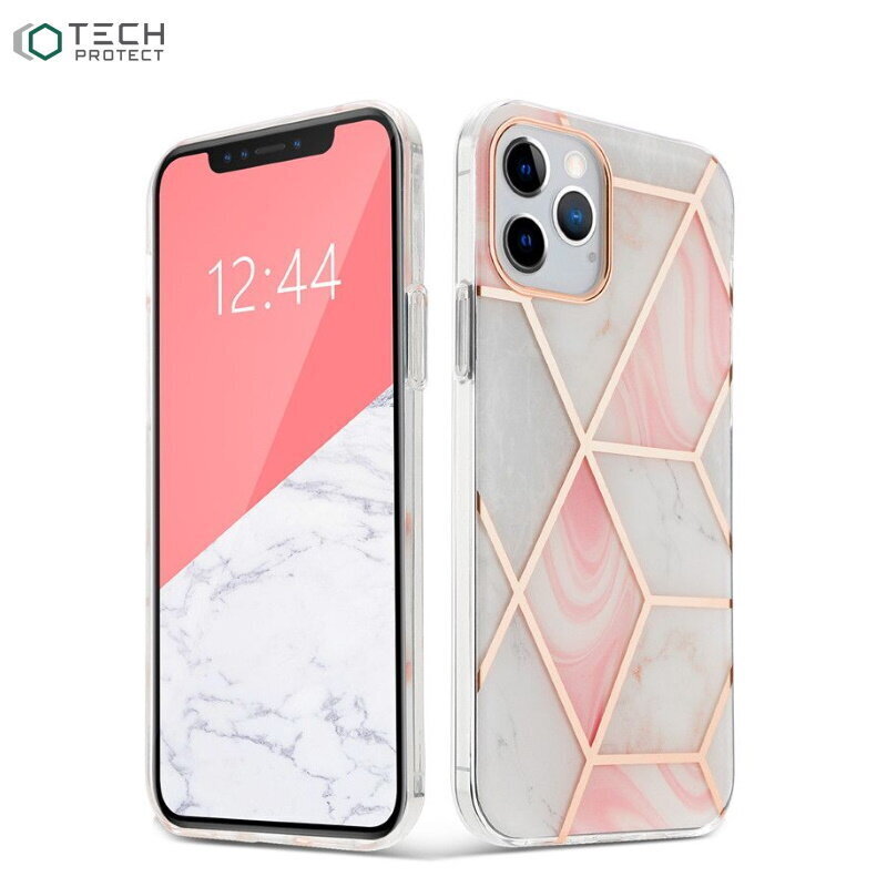 Tech-Protect īpaši plāns TPU aizmugures maks-apvalks priekš Apple iPhone 12 mini Rozā Marble cena un informācija | Telefonu vāciņi, maciņi | 220.lv