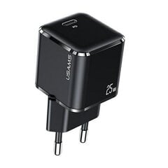 Usams T42 US-CC140 Mini Universāls Ātrs lādētājs 25W 1x USB-C (Type-C) Ligzda PD 3.0 3A Melna cena un informācija | Lādētāji un adapteri | 220.lv