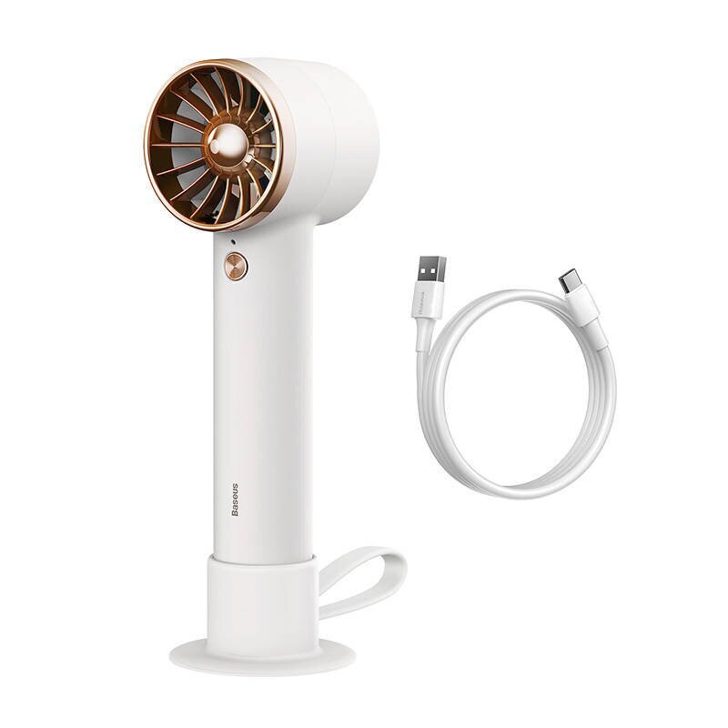 Baseus Flyer Turbine portable hand fan + Lightning cable (white) cena un informācija | Ventilatori | 220.lv
