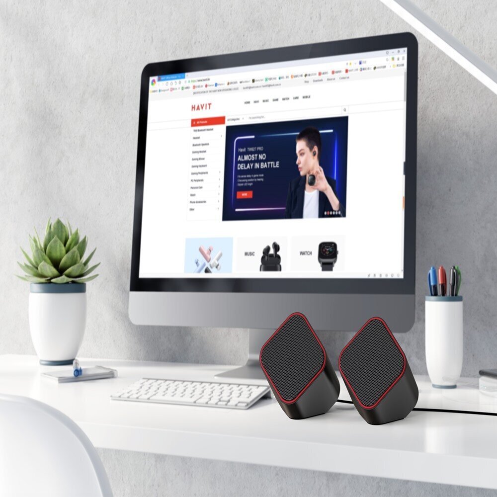 HAVIT computer speakers 2.0 HV-SK473 black-red cena un informācija | Skaļruņi | 220.lv