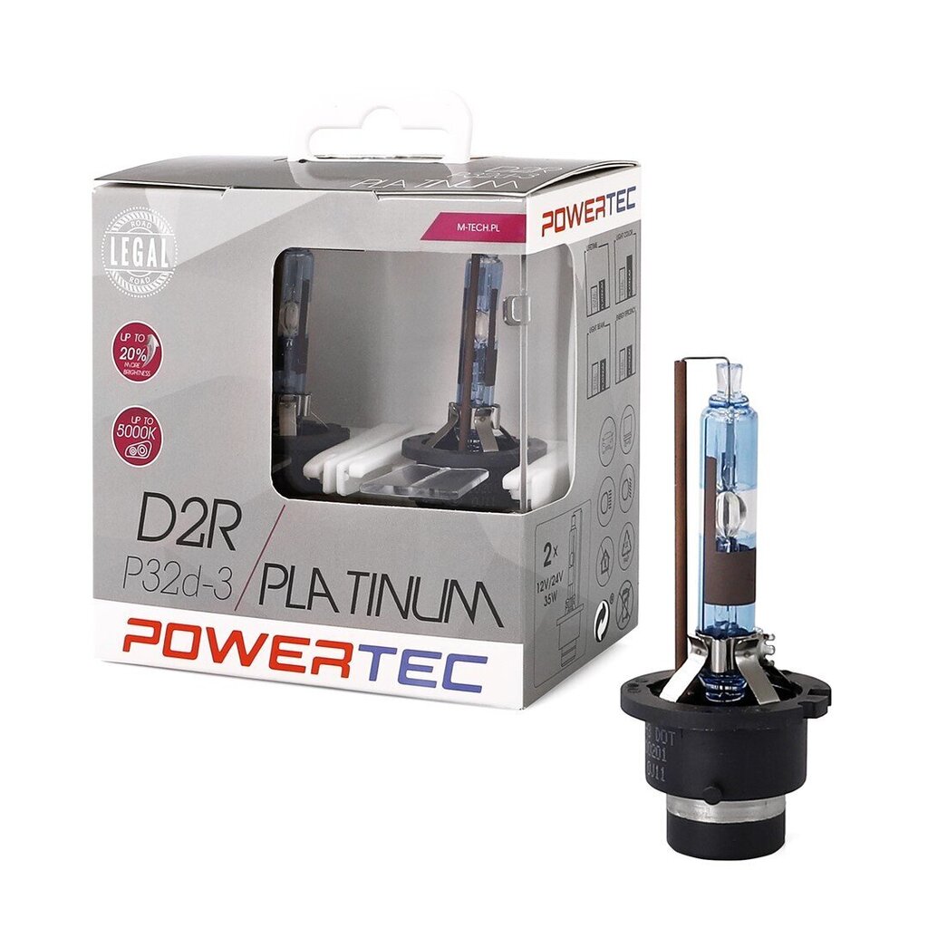 XENON spuldze Powertec Platinum +130% D2R DUO cena un informācija | Auto spuldzes | 220.lv