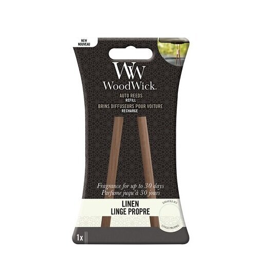 WoodWick Auto Reeds Refill Linen (linen) - Rezerves vīraka kociņi automašīnai цена и информация | Auto gaisa atsvaidzinātāji | 220.lv