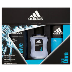 Набор Adidas Ice Dive Gift Set EDT, 50 мл, дезодорант Ice Dive 150 мл, гель для душа 250 мл, Ice Dive 50 мл цена и информация | Мужские духи | 220.lv