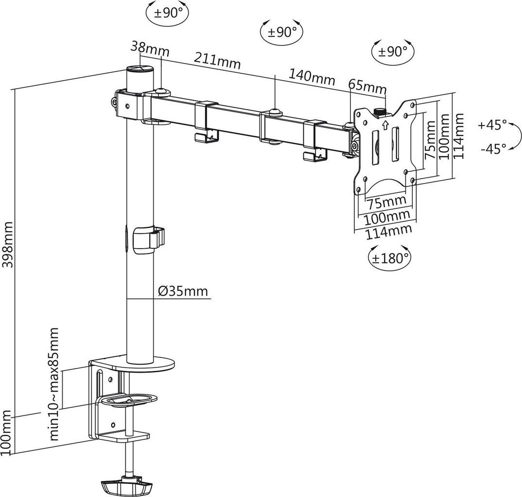 Maclean MC-883 monitor mount / stand cena un informācija | Monitora turētāji | 220.lv