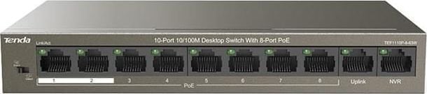Tenda TEF1110P-8-63W network switch Unmanaged Fast Ethernet (10/100) Power over Ethernet (PoE) Black цена и информация | Komutatori (Switch) | 220.lv