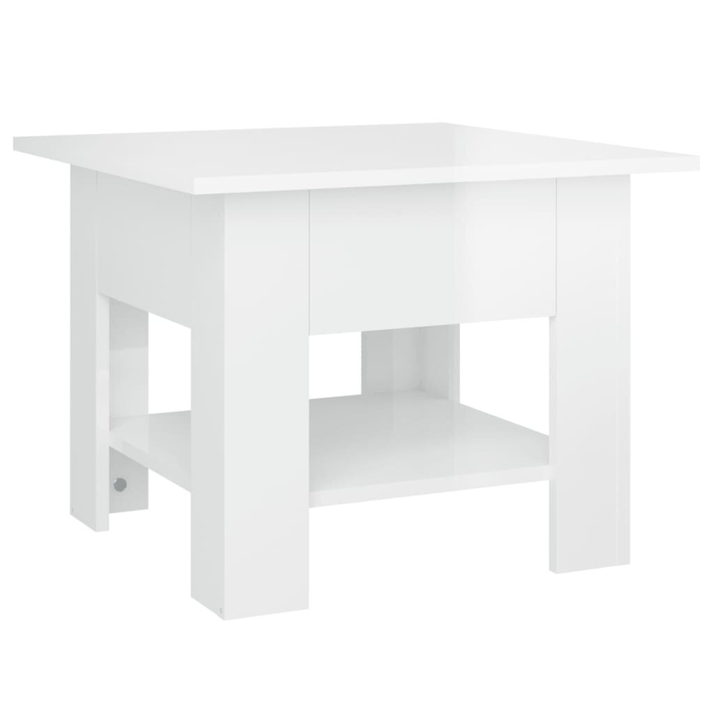 vidaXL kafijas galdiņš, spīdīgi balts, 55x55x42 cm, skaidu plāksne цена и информация | Žurnālgaldiņi | 220.lv