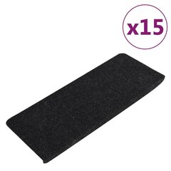 vidaXL kāpņu paklāji, 15 gab., pašlīmējoši, 65x28 cm, antracītpelēki cena un informācija | Paklāji | 220.lv