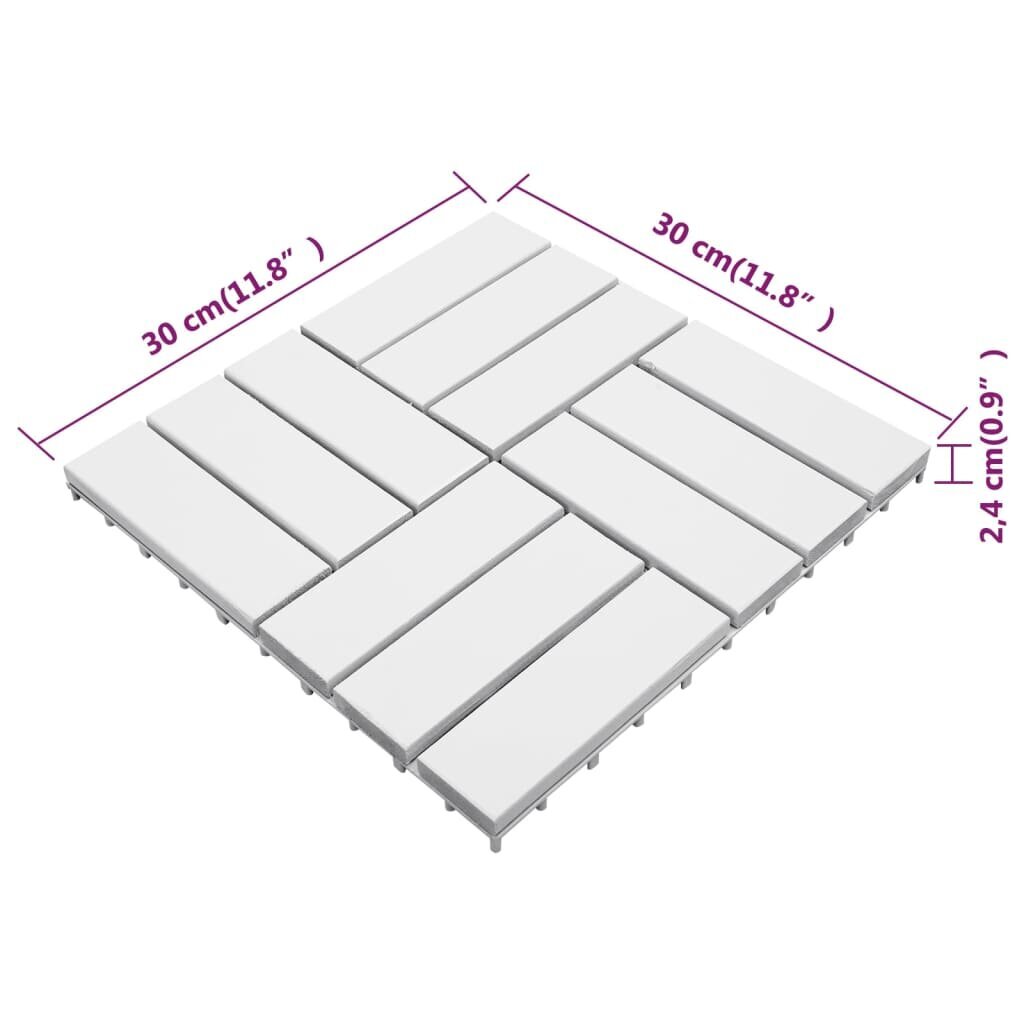 vidaXL terases flīzes, 30 gab., baltas, 30x30 cm, akācijas masīvkoks cena un informācija | Āra grīdas segumi | 220.lv