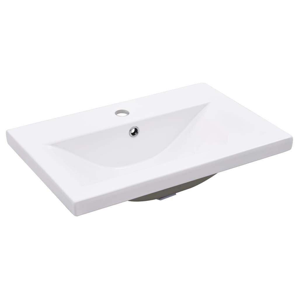 vidaXL vannasistabas skapītis ar iebūvētu izlietni, balts, dzelzs cena un informācija | Vannas istabas skapīši | 220.lv
