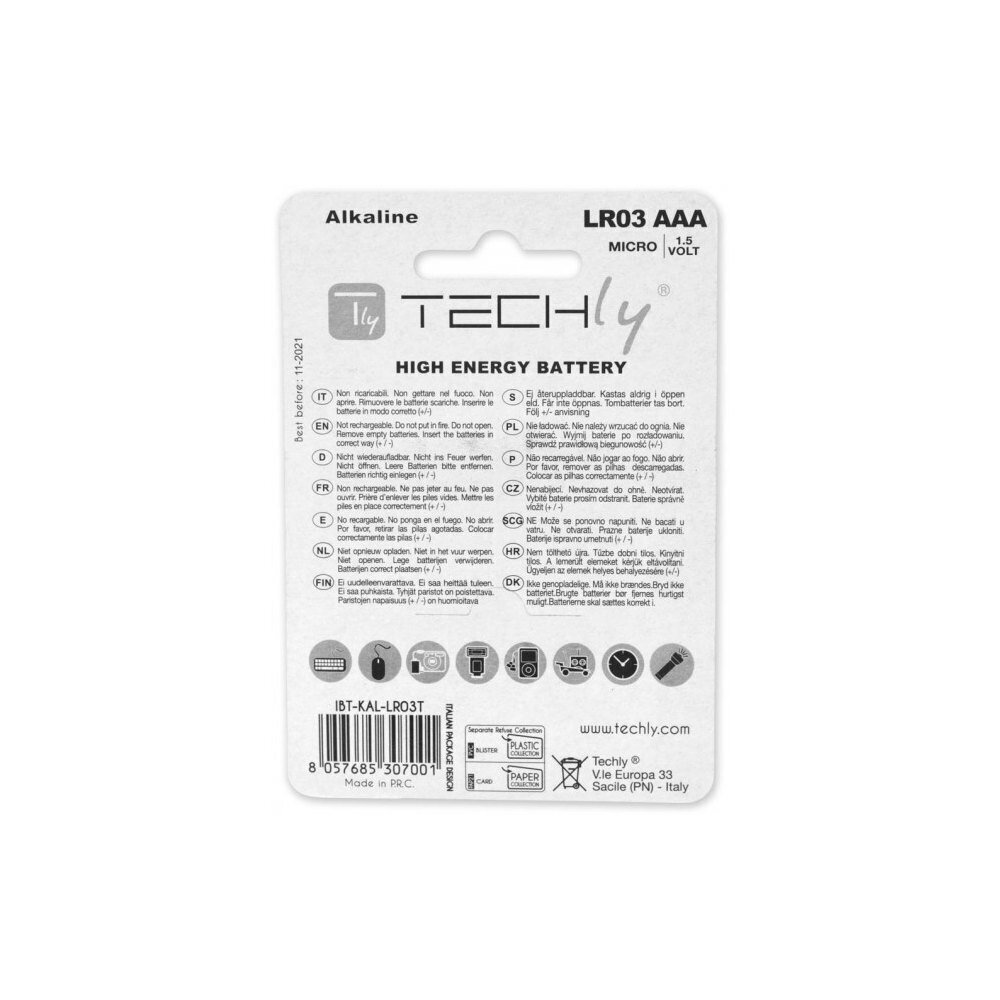 Techly Alkaline AAA LR03 1.5V 4gb. cena un informācija | Baterijas | 220.lv